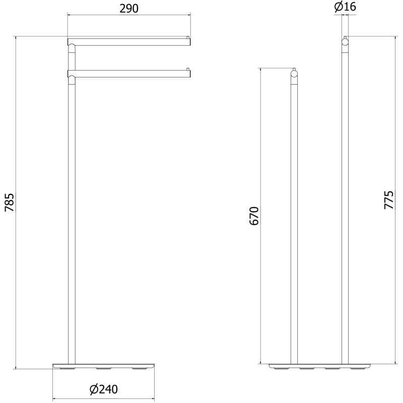 Mexen Loop stojací věšák na ručníky, kartáčovaný nikl - 70A71096-97