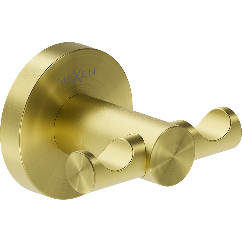 Mexen Ovio dvojitý háček na ručník, zlatý kartáčovaný - 70A19512-55