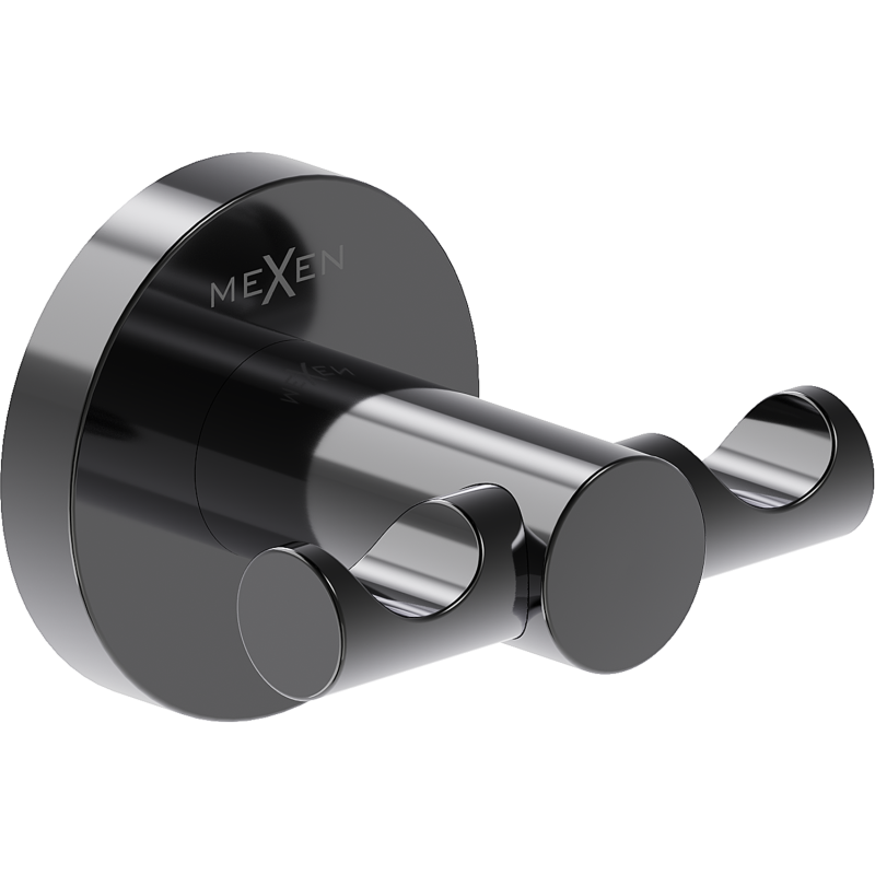 Mexen Ovio dvojitý háček na ručník, černý chrom - 70A19512-73