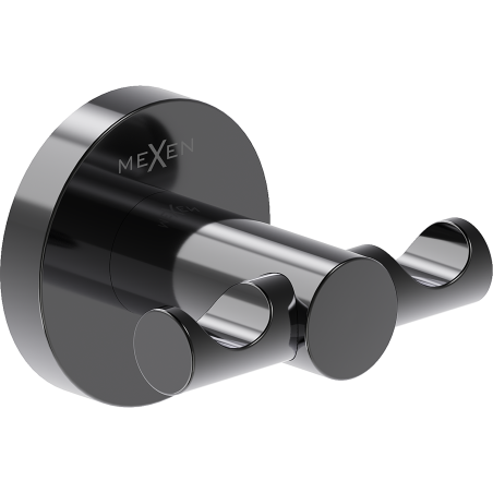 Mexen Ovio dvojitý háček na ručník, černý chrom - 70A19512-73
