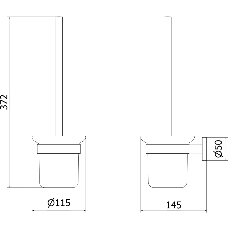 Mexen Ovio toaletní kartáč, černý chrom - 70A19571-73