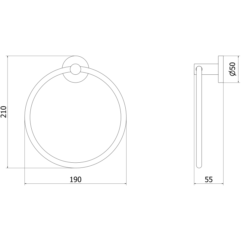 Mexen Ovio držák na ručník, kartáčovaná gun gray - 70A19531-66