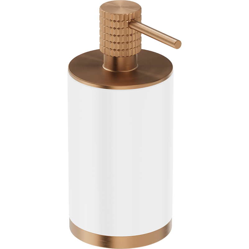 Mexen Triv stojánkový dávkovač mýdla, bílý/kartáčovaná měď - 70A33059-65W