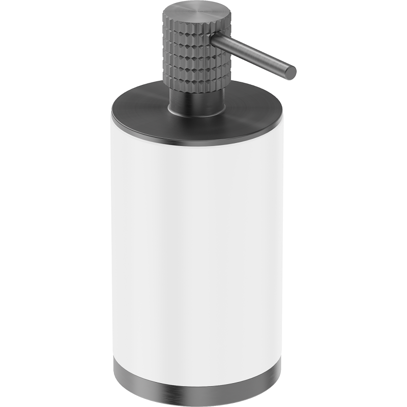 Mexen Triv stojanový dávkovač mýdla, bílý/kartáčovaný gun šedý - 70A33059-66W