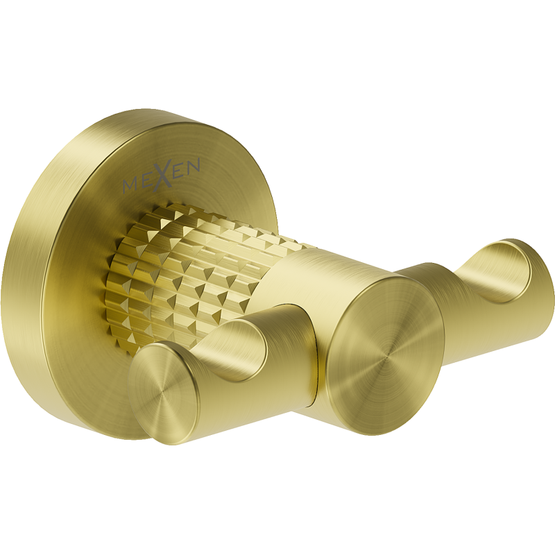 Mexen Triv dvojitý háček na ručník, zlatý kartáčovaný - 70A33012-55