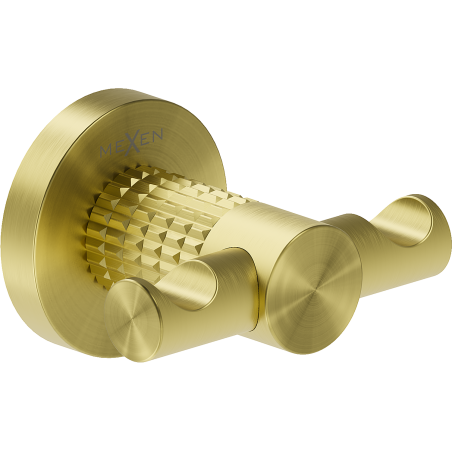 Mexen Triv dvojitý háček na ručník, zlatý kartáčovaný - 70A33012-55