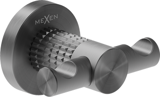 Mexen Triv dvojitý háček na ručník, gun gray kartáčovaný - 70A33012-66