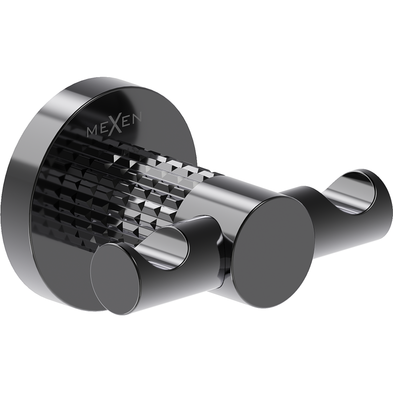 Mexen Triv dvojitý háček na ručník, black chrome - 70A33012-73