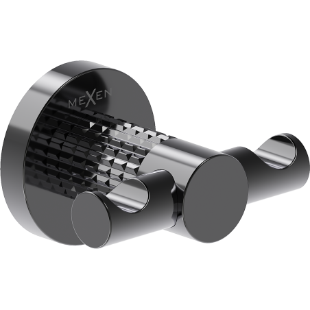 Mexen Triv dvojitý háček na ručník, black chrome - 70A33012-73