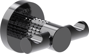 Mexen Triv dvojitý háček na ručník, black chrome - 70A33012-73