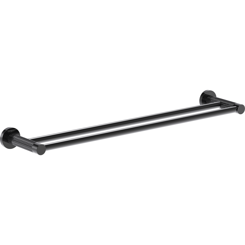 Mexen Triv dvojitý věšák na ručník, černý chrom - 70A33047-73