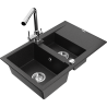 Mexen Gaspar granitový dřez s 1,5 komorovou miskou a kuchyňskou baterií Duero, černý/stříbrný - 6507-73-671600-00