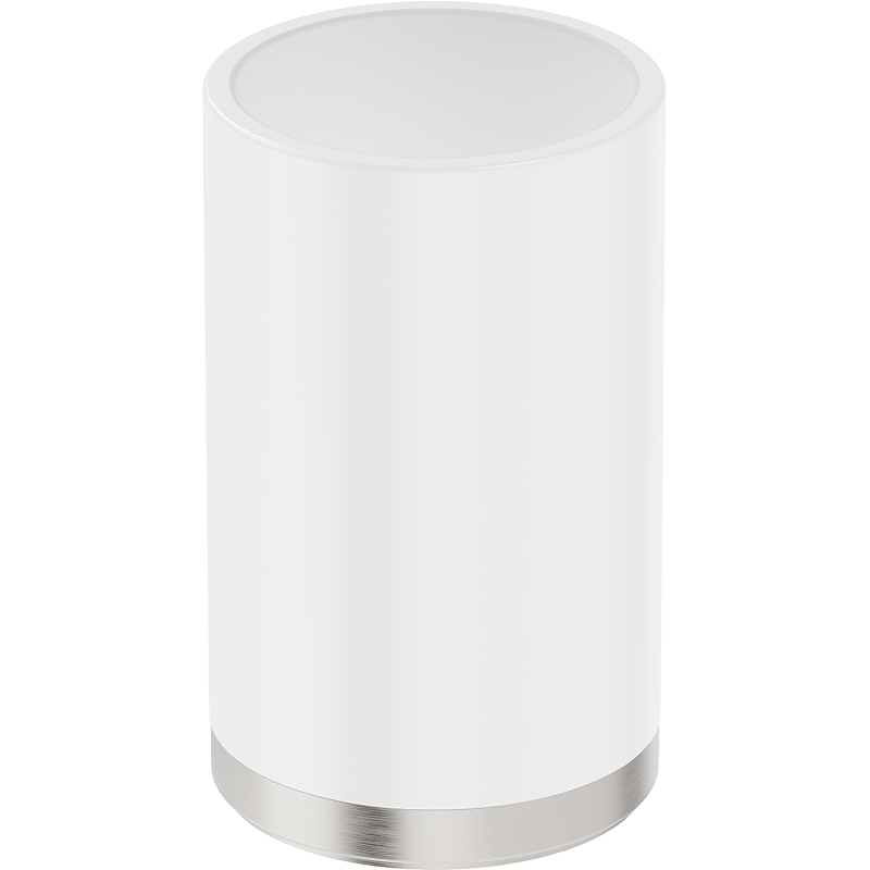 Mexen Triv stojící kelímek na zubní kartáčky, bílý/kartáčovaný nikl - 70A33053-97W