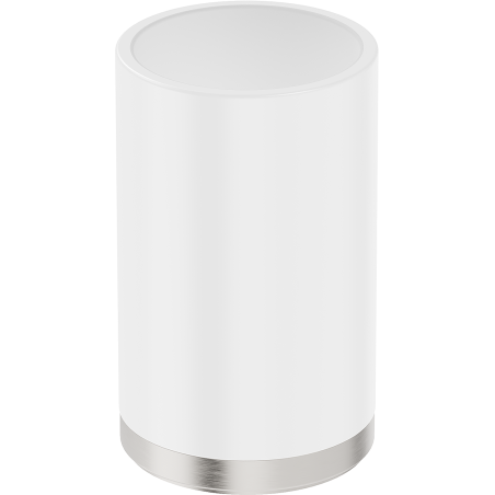 Mexen Triv stojící kelímek na zubní kartáčky, bílý/kartáčovaný nikl - 70A33053-97W