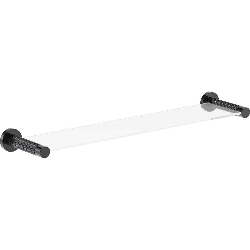 Mexen Triv závěsná skleněná police, černý chrom - 70A33061-73