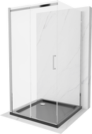 Mexen Omega-3S sprchový kout 3-stěnný, posuvný 100x100 cm, transparentní, chrom + vanička Flat - 825-100-100-01-00-3s-4070