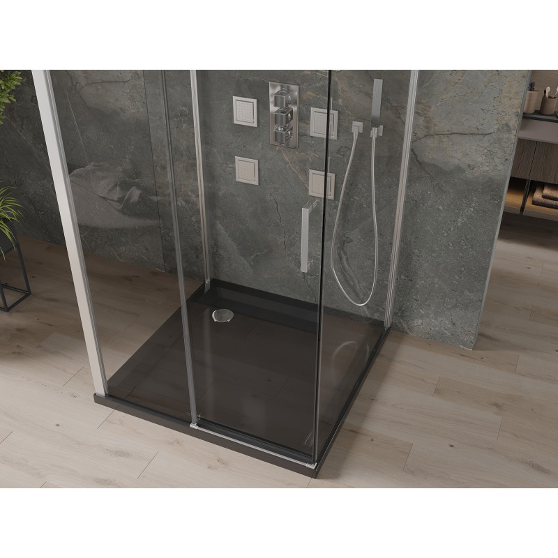 Mexen Omega-3S sprchový kout 3stranný, posuvný 100x100 cm, transparentní, chrom + vanička Flat - 825-100-100-01-00-3s-4070
