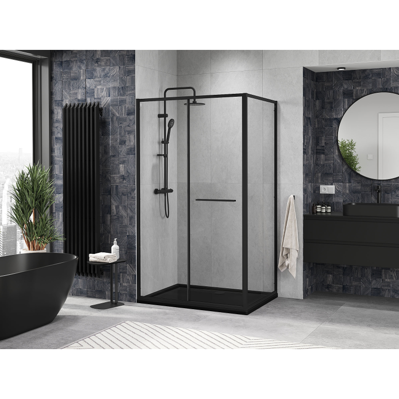Mexen Linea posuvná sprchová kabina 90 x 80 cm, průhledná, černá - 8E1-090-080-70-70
