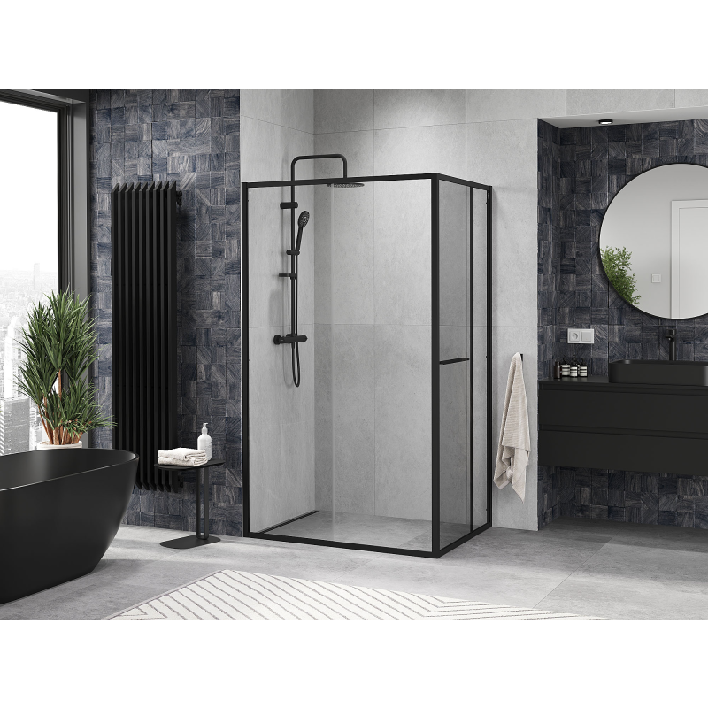 Mexen Linea posuvný sprchový kout 80 x 100 cm, transparentní, černý - 8E1-080-100-70-70