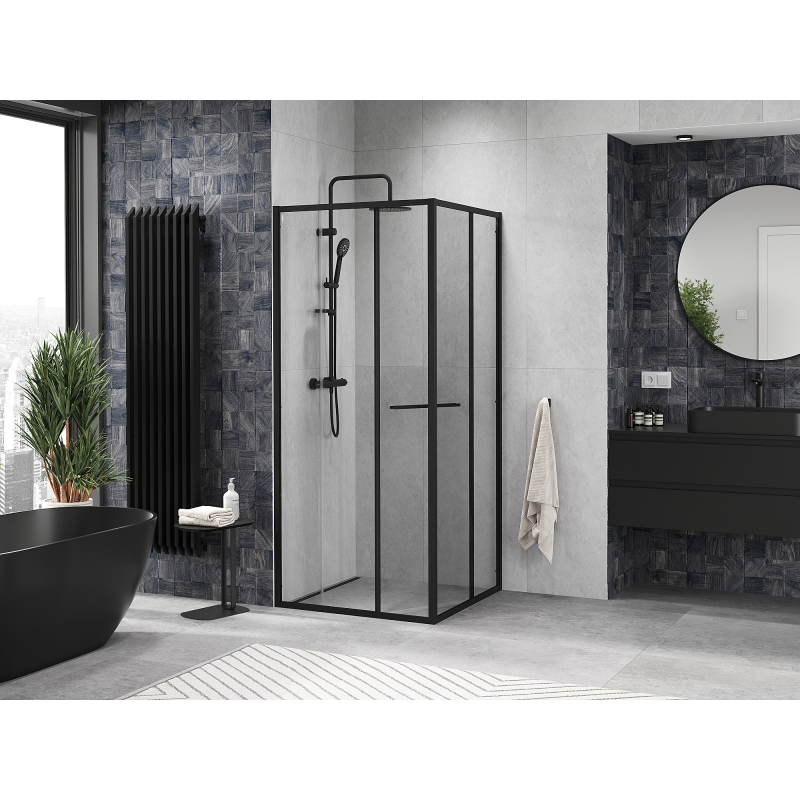 Mexen Linea posuvná sprchová kabina 100 x 100 cm, transparentní, černá - 8E1-100-100-70-70