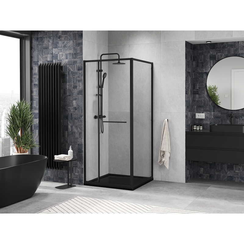 Mexen Linea posuvná sprchová kabina 85 x 85 cm, průhledná, černá - 8E1-085-085-70-70