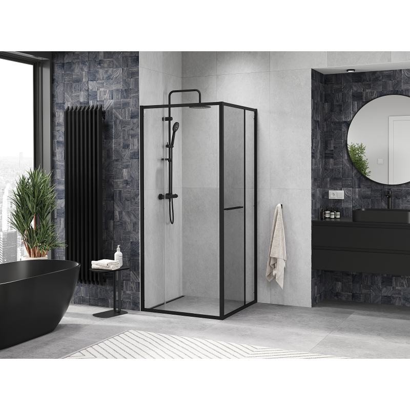Mexen Linea posuvná sprchová kabina 100 x 100 cm, transparentní, černá - 8E1-100-100-70-70