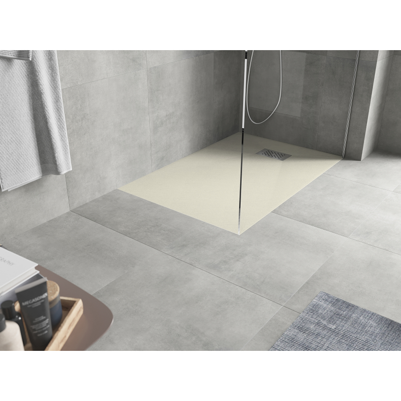 Mexen Hugo obdélníková sprchová vanička SMC 100 x 70 cm, béžová, krytka inox - 42697010-X