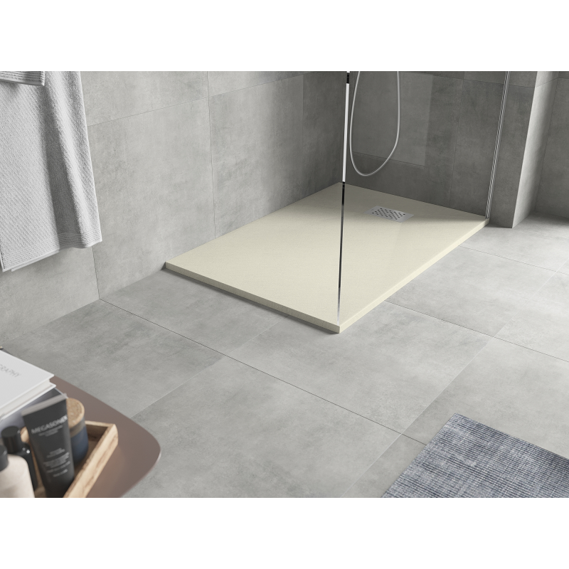 Mexen Hugo obdélníkový sprchový kout SMC 90 x 80 cm, béžový, krytka inox - 42698090-X