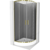 Mexen Rio sprchový kout půlkruhový 80 x 80 cm, grafit, zlatý + sprchová vanička, bílá - 863-080-080-50-0-4710