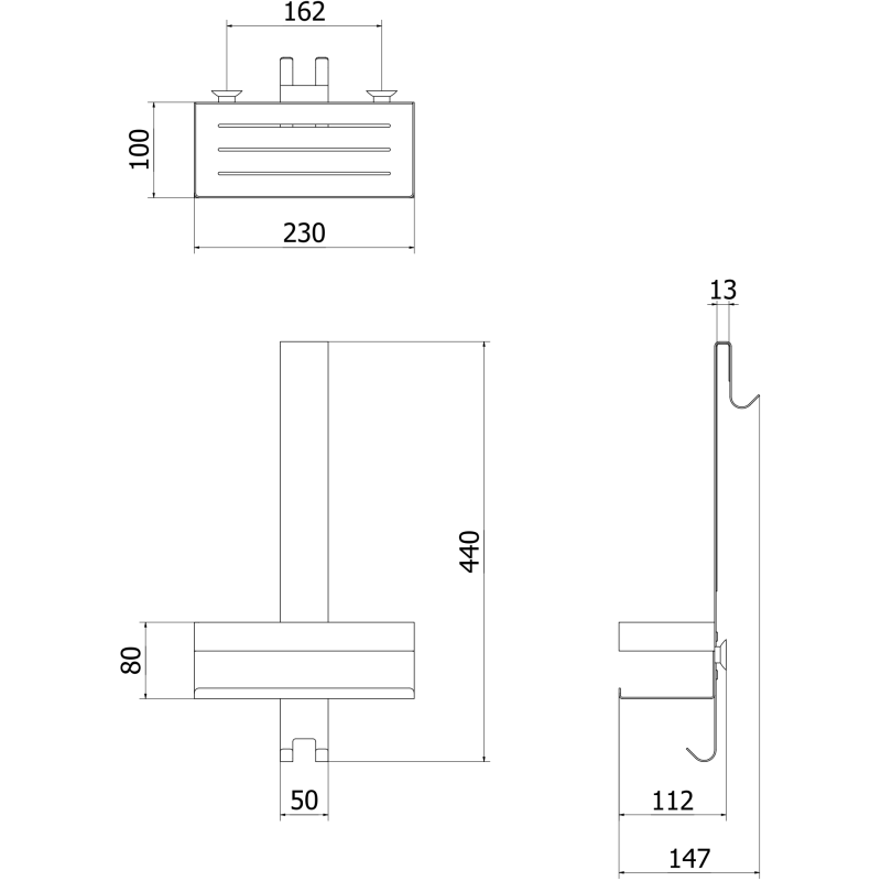 Mexen Brin-1 koupelnový košík s věšákem, černý - 70A8841-70