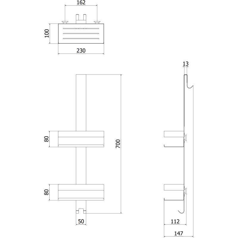 Mexen Brin-2 koupelnový košík s věšákem, kartáčovaná měď - 70A8842-65