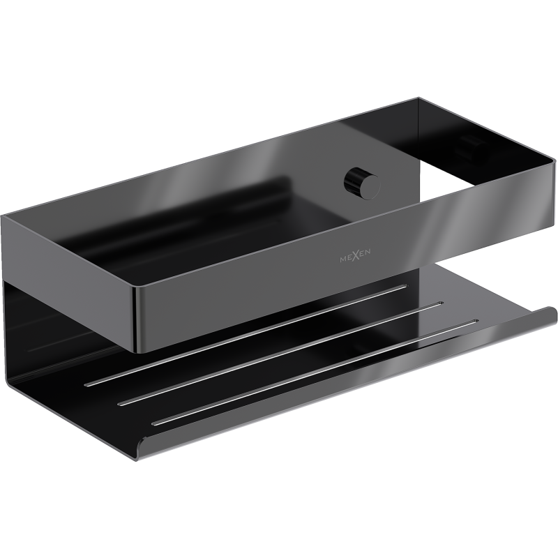 Mexen Brin-L koupelnový košík, černý chrom - 70A8730-73