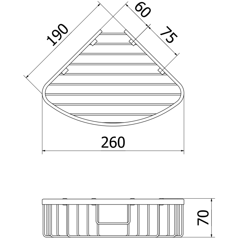 Mexen Uni-C rohový koupelnový košík, černý - 70A8517-70