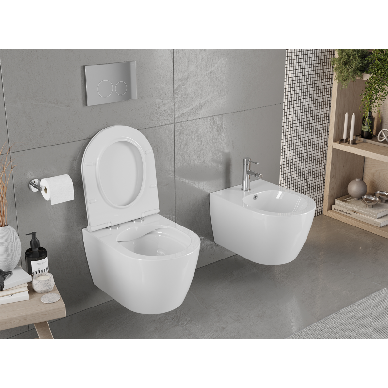 Mexen Carmen WC mísa Rimless s pomalým sklápěním slim, duroplast, bílá lesk - 30880500