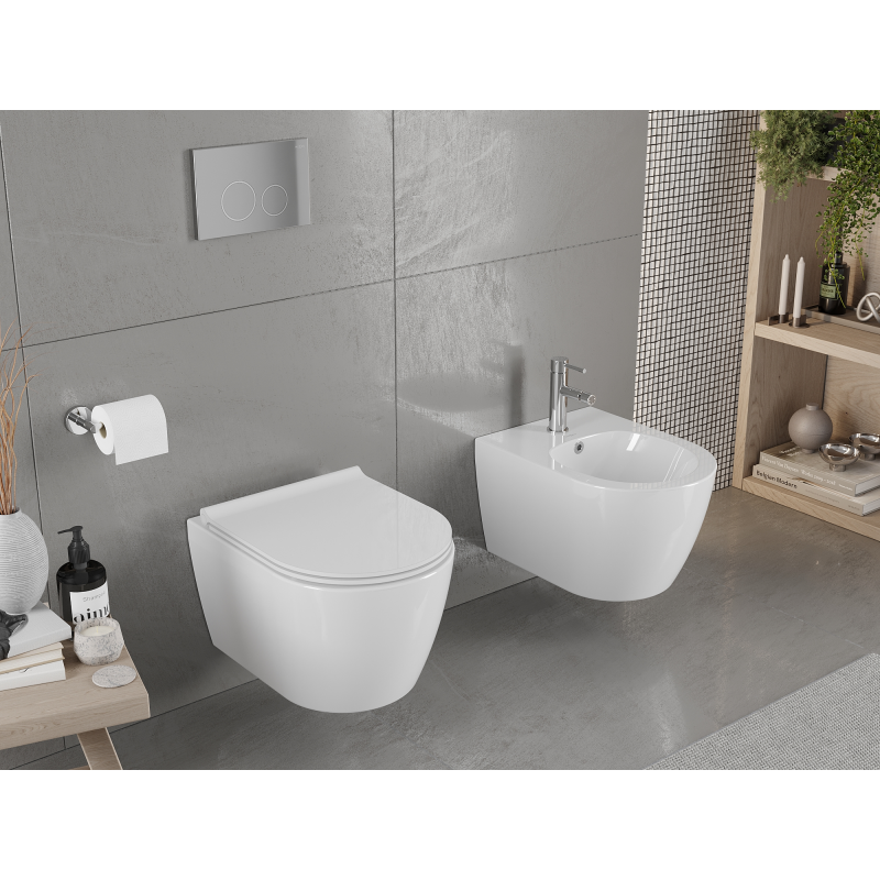 Mexen Carmen WC mísa Rimless s pomalým sklápěním slim, duroplast, bílá lesk - 30880500