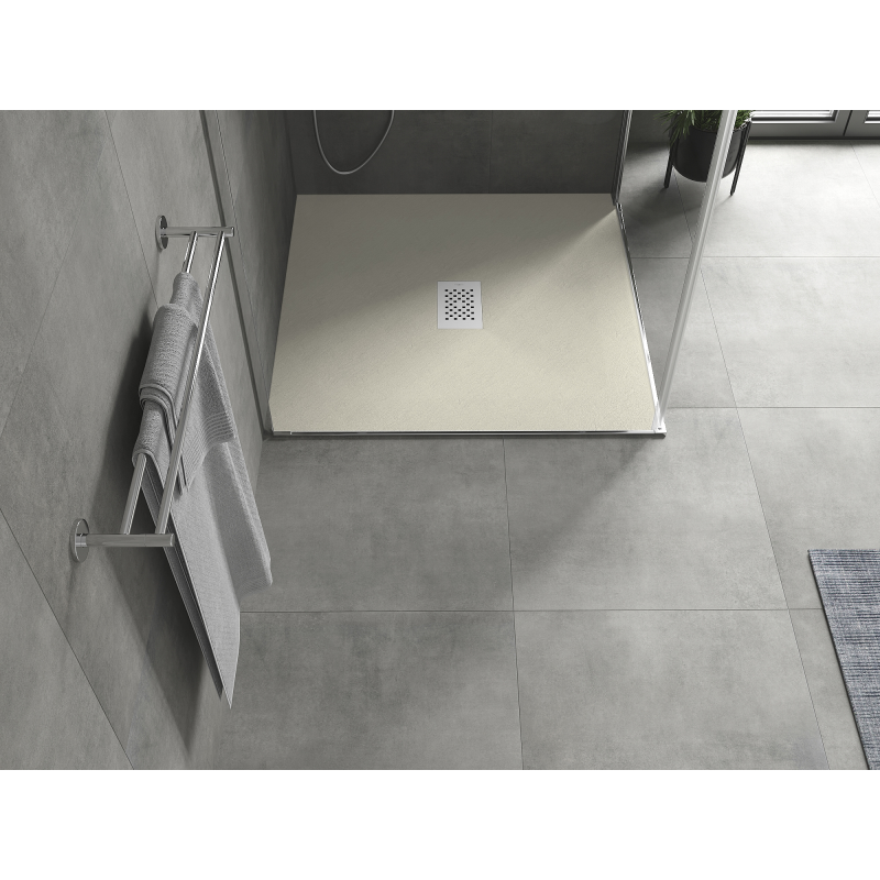 Mexen Hugo čtvercová sprchová vanička SMC 80 x 80 cm, béžová, bílá krytka - 42698080-W