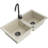 Mexen Mario dvoukomorový granitový dřez s kuchyňskou baterií Telma, béžový - 6504-69-670200-70
