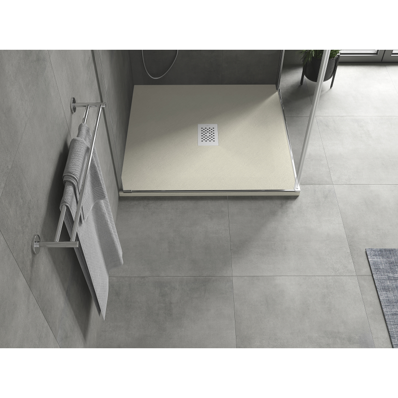 Mexen Hugo čtvercová sprchová vanička SMC 80 x 80 cm, béžová, bílá krytka - 42698080-W