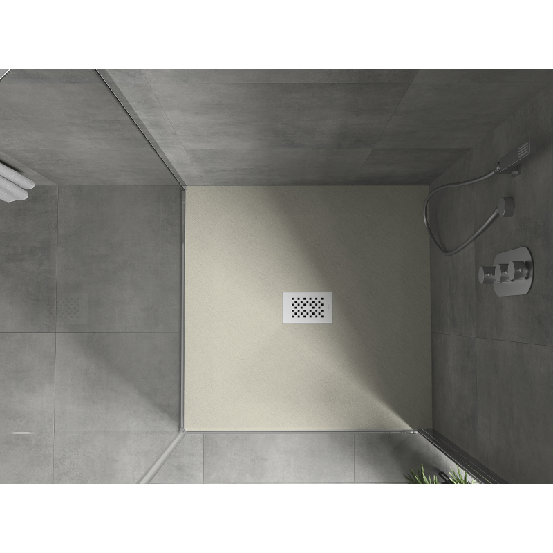 Mexen Hugo čtvercová sprchová vanička SMC 90 x 90 cm, béžová, bílý kryt - 42699090-W