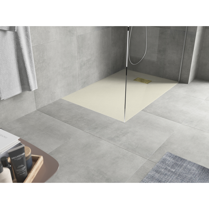 Mexen Hugo obdélníková sprchová vanička SMC 120 x 90 cm, béžová, kryt zlatý - 42699012-G