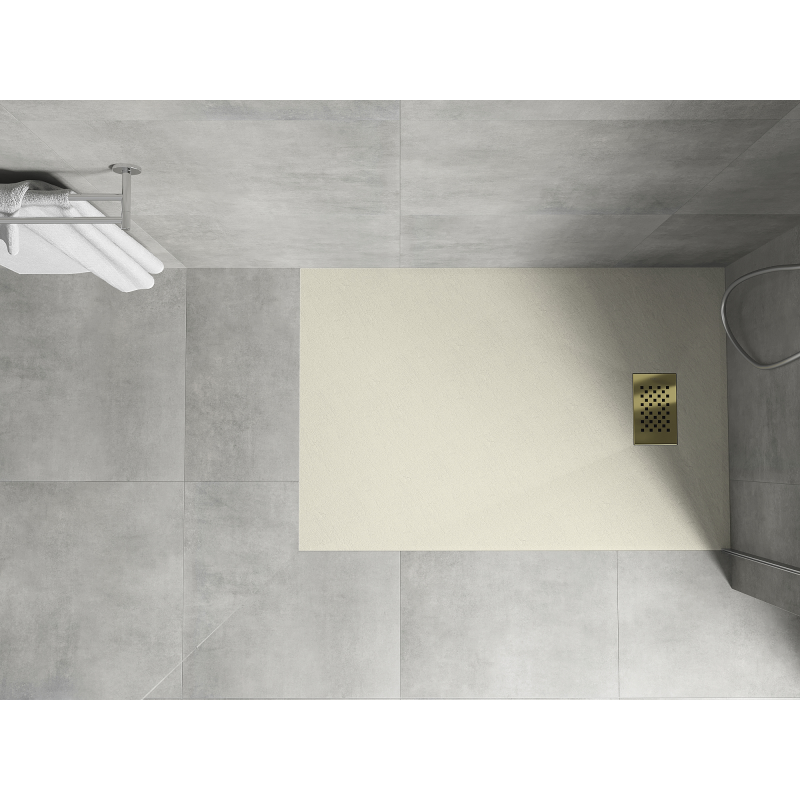 Mexen Hugo obdélníková sprchová vanička SMC 120 x 90 cm, béžová, kryt zlatý - 42699012-G