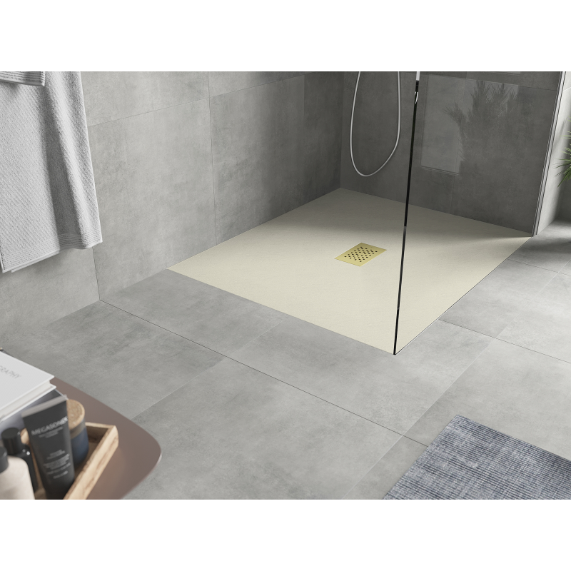 Mexen Hugo obdélníkový sprchový kout SMC 120 x 100 cm, béžový, krytka zlatá - 42691012-G