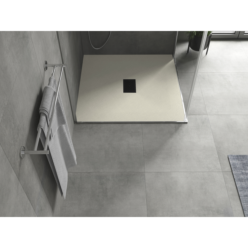 Mexen Hugo čtvercová sprchová vanička SMC 100 x 100 cm, béžová, černý kryt - 42691010-B