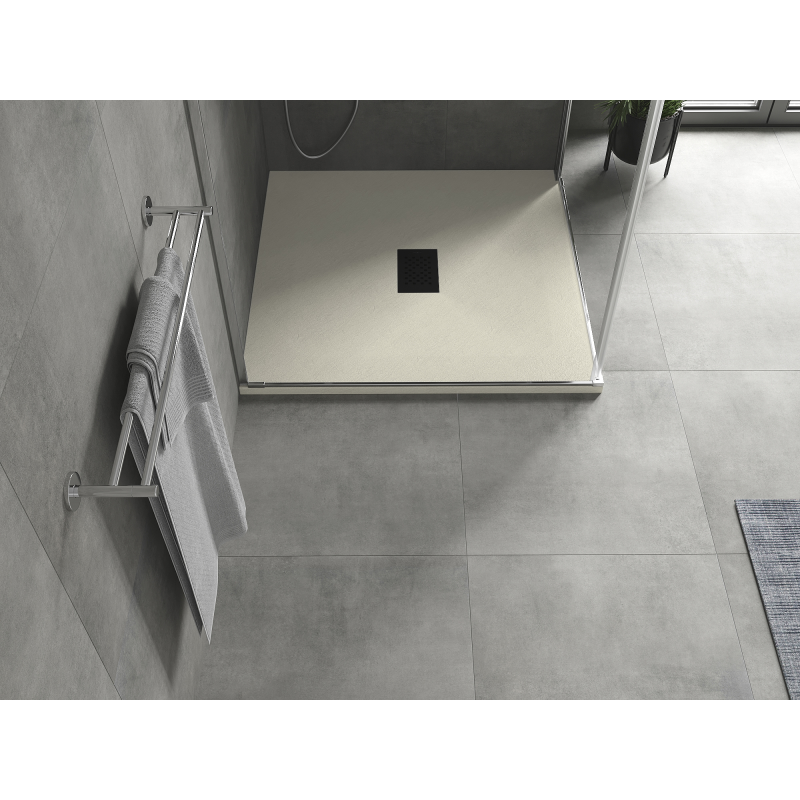 Mexen Hugo čtvercová sprchová vanička SMC 100 x 100 cm, béžová, černý kryt - 42691010-B