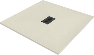 Mexen Hugo čtvercová sprchová vanička SMC 90 x 90 cm, béžová, černý kryt - 42699090-B