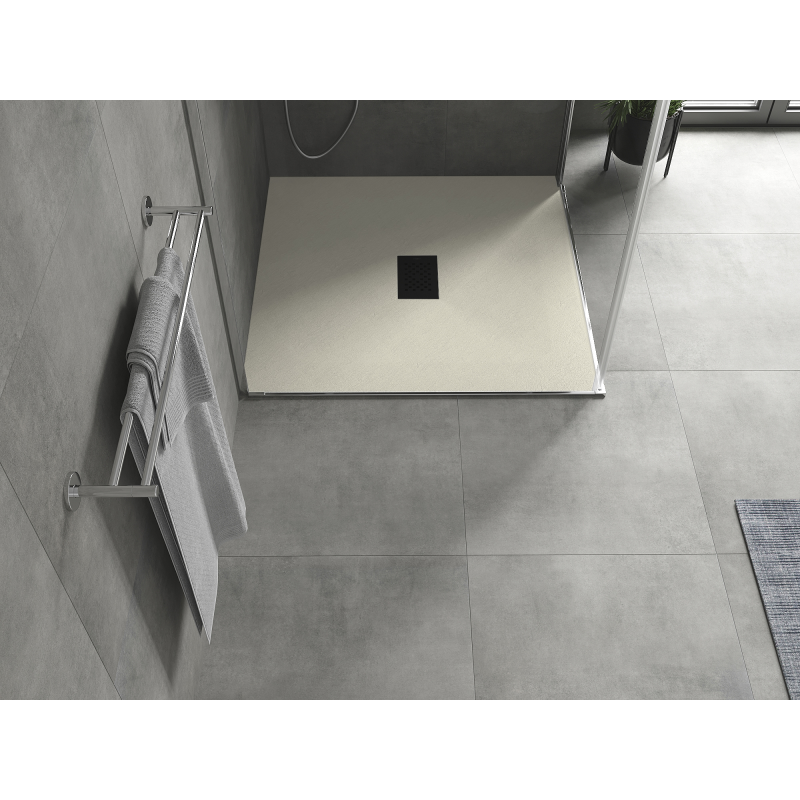 Mexen Hugo čtvercová sprchová vanička SMC 90 x 90 cm, béžová, černý kryt - 42699090-B