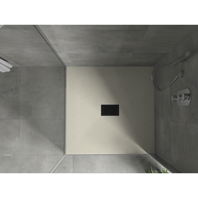 Mexen Hugo čtvercová sprchová vanička SMC 90 x 90 cm, béžová, černý kryt - 42699090-B