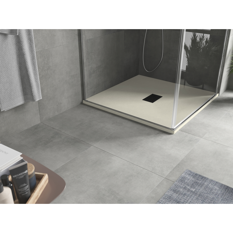 Mexen Hugo čtvercová sprchová vanička SMC 90 x 90 cm, béžová, černý kryt - 42699090-B