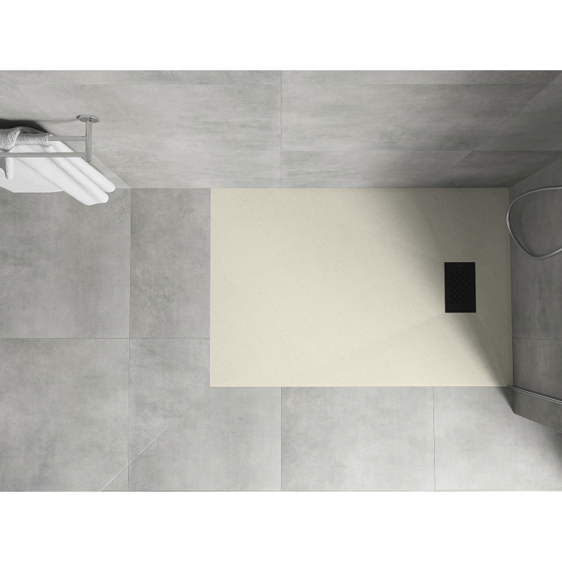 Mexen Hugo sprchová vanička obdélníková SMC 80 x 70 cm, béžová, černá krytka - 42697080-B