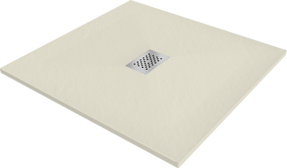 Mexen Hugo čtvercová sprchová vanička SMC 80 x 80 cm, béžová, krytka inox - 42698080-X